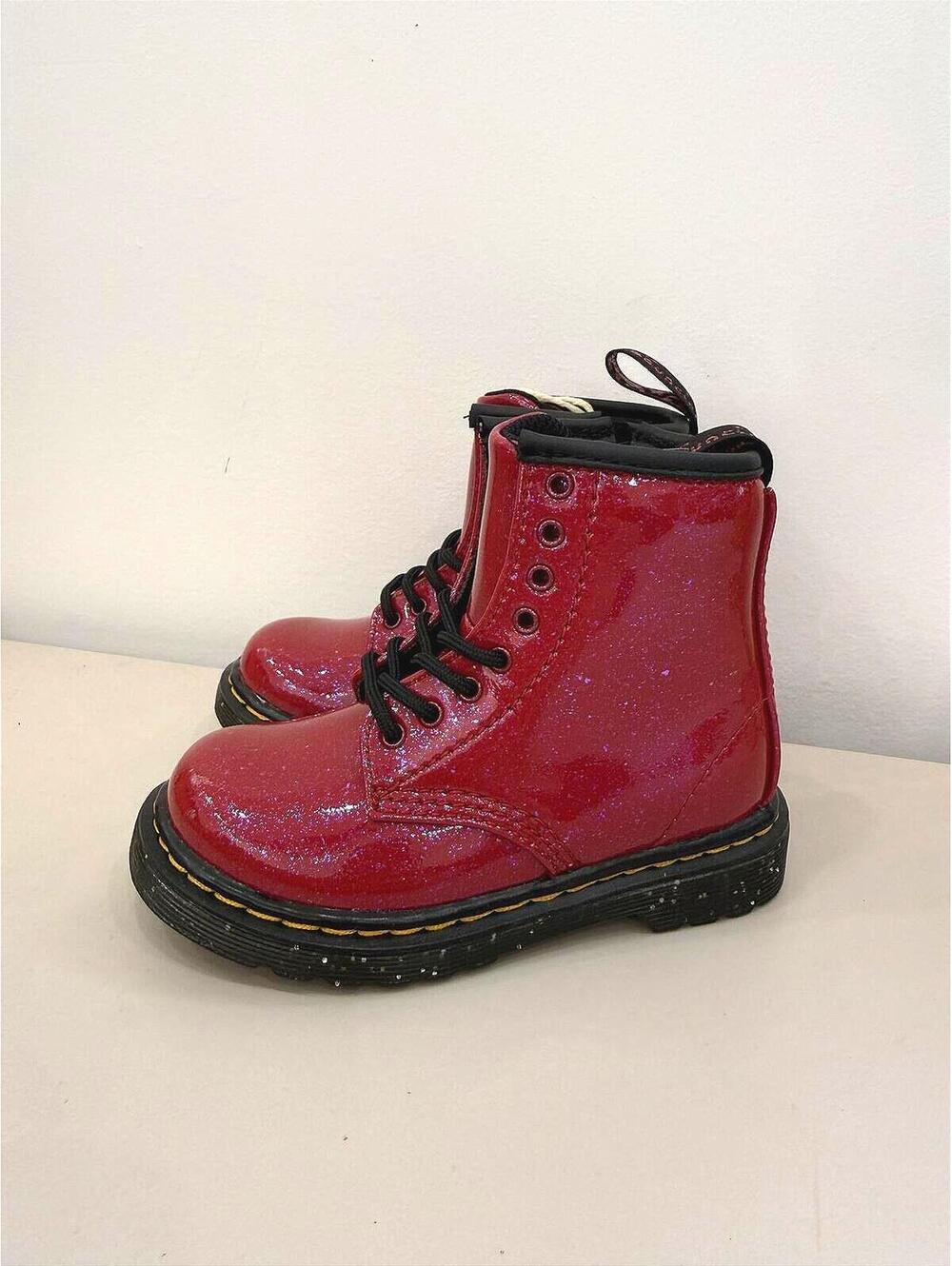 Dr. Marten's Bright Red Cosmic Glitter Child Boots Size US 7